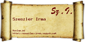 Szeszler Irma névjegykártya