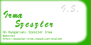 irma szeszler business card